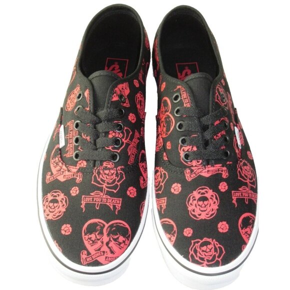 Vans Men's Authentic Love you To Death Black Red Canvas shoes Size 11.5 NIB - Picture 1 of 5